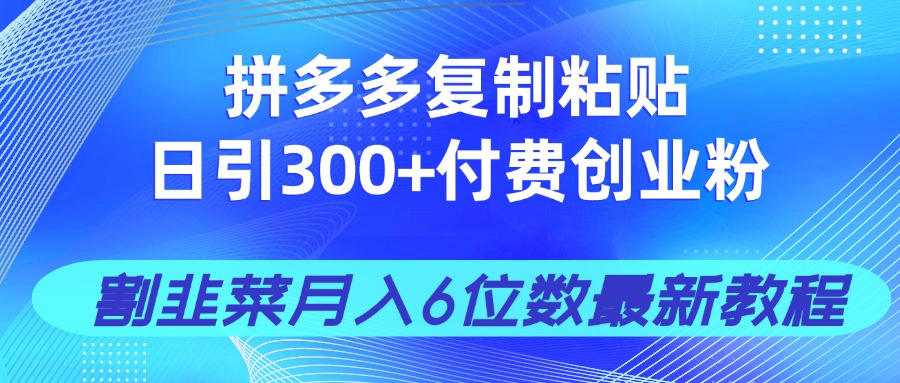 拼多多复制粘贴日引300+付费创业粉，割韭菜月入6位数最新教程！-牵机网