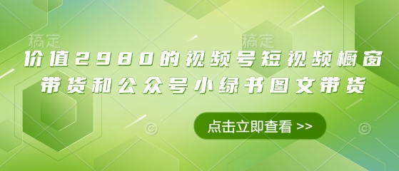 价值2980的视频号短视频橱窗带货和公众号小绿书图文带货-牵机网