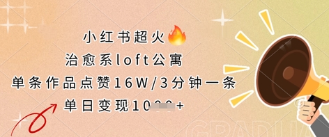 小红书超火的治愈系loft公寓，单条作品点赞16W，3分钟一条，单日变现数张-牵机网
