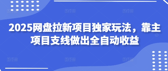 2025网盘拉新项目独家玩法，靠主项目支线做出全自动收益-牵机网