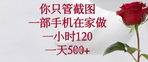 你只管截图，一部手机在家做，苹果安卓都可以，一小时120，一天5张+【揭秘】-牵机网