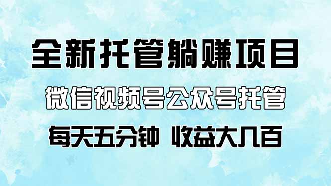 全新托管躺赚项目，微信视频号公众号托管代运营，每天五分钟，收益大几百-牵机网