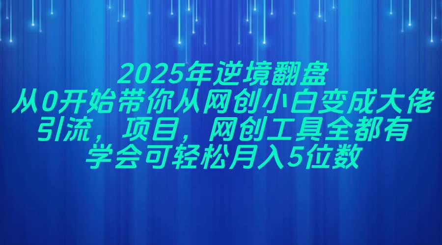2025年逆境翻盘，从0开始带你从网创小白变成大佬，引流，项目，网创工…-牵机网