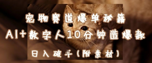 宠物赛道爆单秘籍：AI+数字人10分钟造爆款，日入1k-牵机网