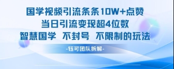国学视频引流条条10W+点赞当日引流变现超4位数-牵机网