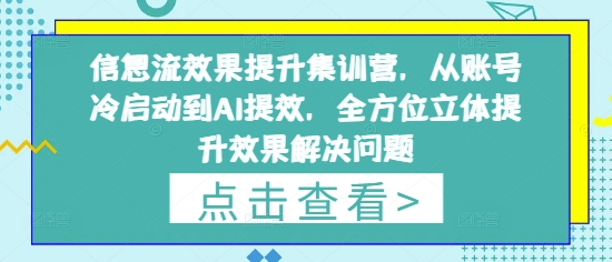信息流效果提升集训营，从账号冷启动到AI提效，全方位立体提升效果解决问题-牵机网