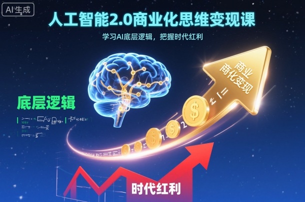 人工智能2.0商业化思维变现课，学习AI底层逻辑，把握时代红利-牵机网