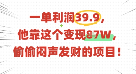 一单利润39.9，有人靠这个变现几十个，偷偷闷声发财的项目-牵机网