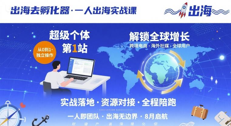 出海去孵化器，一人出海实战课，超级个体第1站，解锁全球增长-牵机网