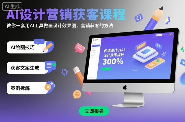 AI设计营销获客课程，教你一套用AI工具做画设计效果图，营销获客的方法-牵机网
