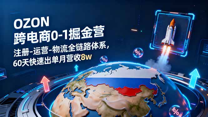 OZON跨境电商0-1掘金营：注册-运营-物流全链路体系，60天快速出单月营收8w-牵机网
