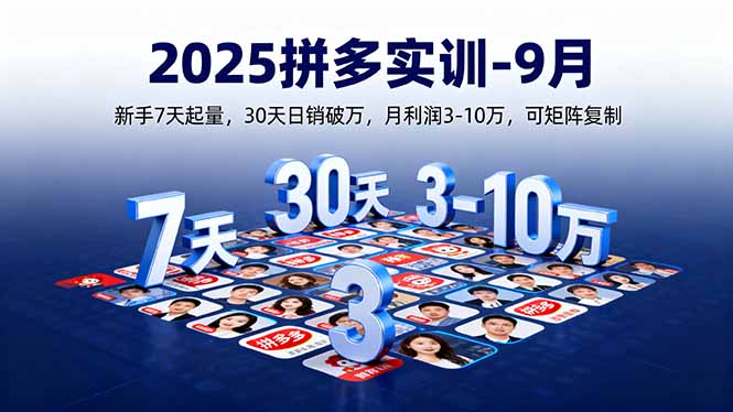 2025拼多多实训-9月：新手7天起量,30天日销破万,月利润3-10万,可矩阵复制-牵机网