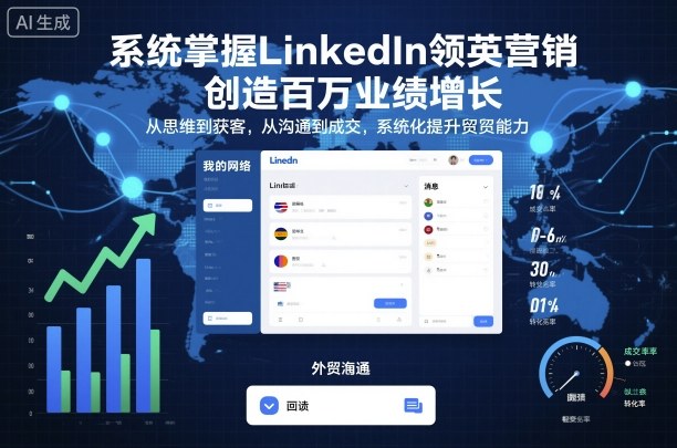 系统掌握LinkedIn领英营销，创造百万业绩增长，从思维到获客，从沟通到成交，系统化提升外贸能力-牵机网