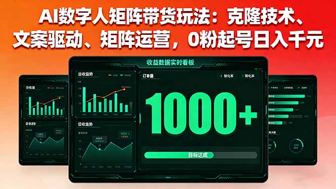 AI数字人矩阵带货玩法：克隆技术、文案驱动、矩阵运营，0粉起号日入千元-牵机网