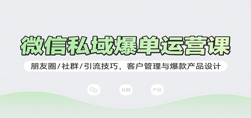微信私域爆单运营课：朋友圈/社群/引流技巧，客户管理与爆款产品设计-牵机网