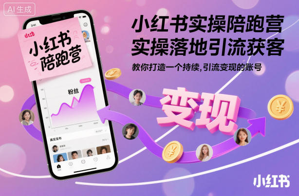 小红书实操陪跑营，实操落地引流获客，教你打造一个持续引流变现的账号-牵机网