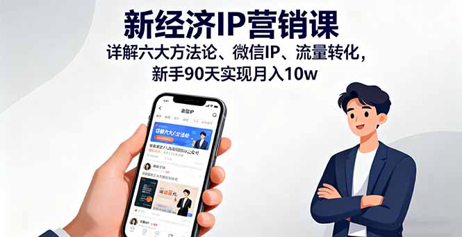 新经济IP营销课：详解六大方法论、微信IP、流量转化，新手90天实现月入10w-牵机网