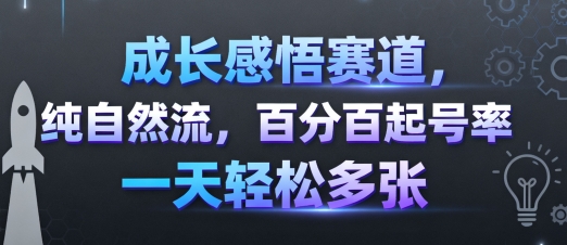 成长感悟赛道，纯自然流，百分百起号率 一天轻松多张-牵机网