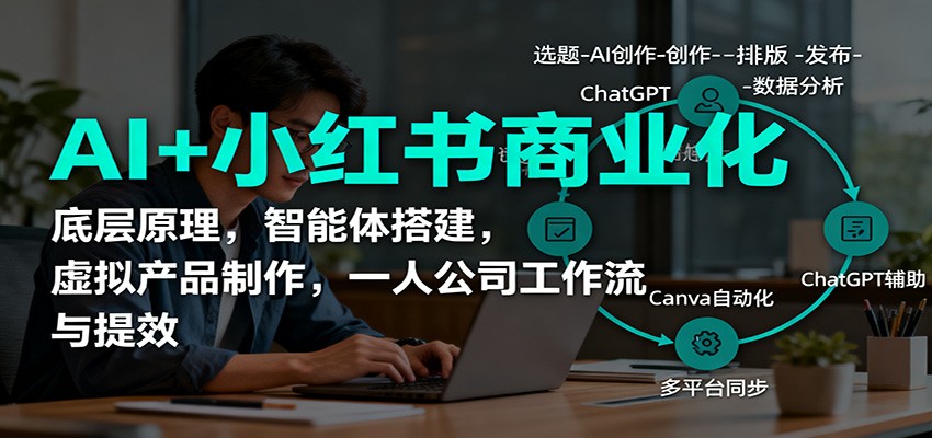 AI+小红书商业化,底层原理,智能体搭建,虚拟产品制作,一人公司工作流与提效-牵机网