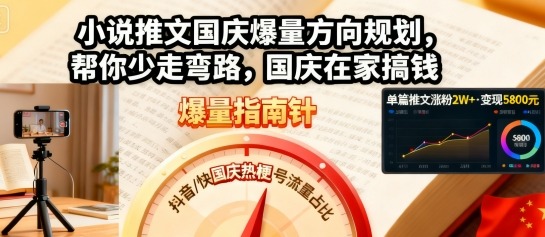 小说推文国庆爆量方向规划，帮你少走弯路，国庆在家搞钱-牵机网