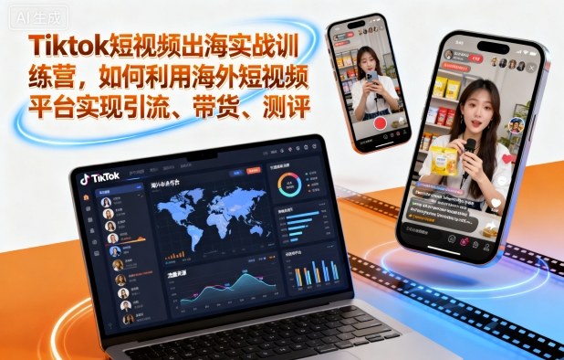 Tiktok短视频出海实战训练营，如何利用海外短视频平台实现引流、带货、测评-牵机网