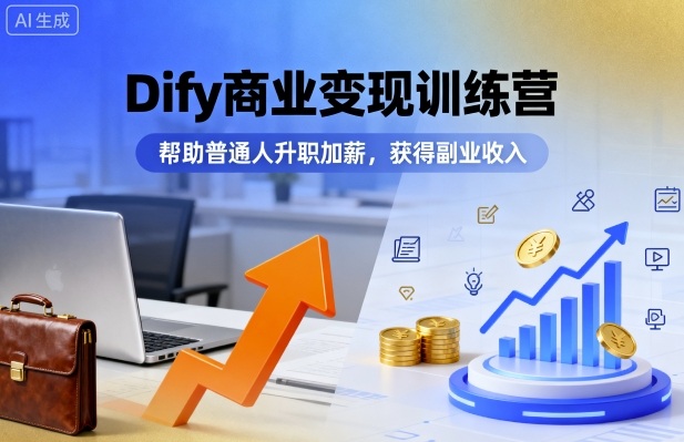 Dify商业变现训练营，帮助普通人升职加薪，获得副业收入-牵机网