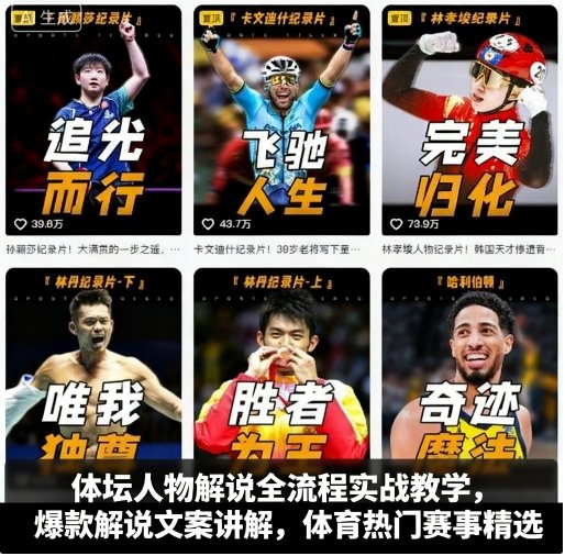 体坛人物解说全流程实战教学，爆款解说文案讲解，体育热门赛事精选-牵机网