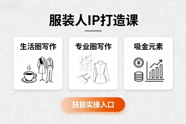 服装人IP打造课，文案创富+生活圈写作+专业圈写作+服装人专属+吸金元素+技能实操-牵机网