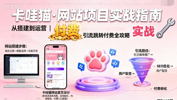 卡哇猫·网站项目，网站搭建与运营以及引流跳转付费-牵机网