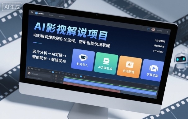 AI影视解说项目，电影解说爆款制作全流程，新手也能快速掌握-牵机网