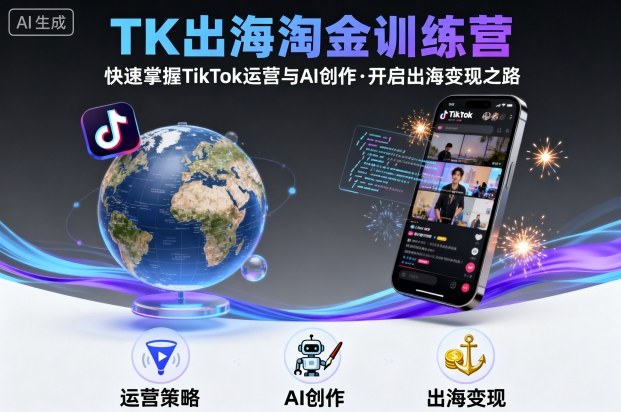 TK出海淘金训练营，助你快速掌握TikTok运营与AI创作，开启出海变现之路-牵机网