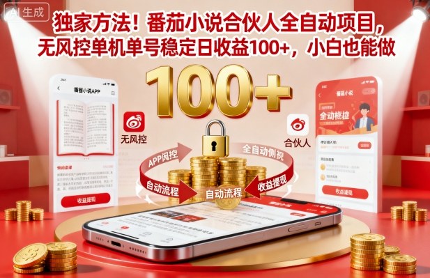 独家方法！番茄小说合伙人全自动挂G项目，无风控单机单号稳定日收益100+，小白也能做【揭秘】-牵机网