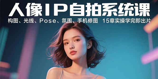 人像IP自拍系统课：构图、光线、Pose、氛围、手机修图 15章实操学完即出片-牵机网