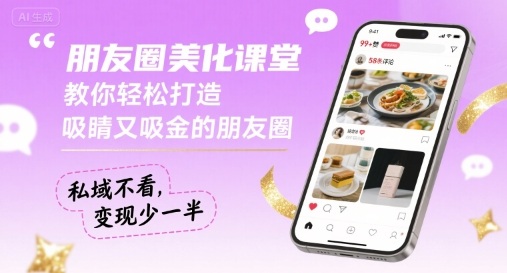 朋友圈美化课堂，教你轻松打造，吸睛又吸金的朋友圈，私域不看，变现少一半-牵机网
