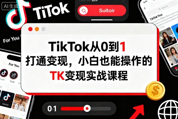 TikTok从0到1打通变现，小白也能操作的TK变现实战课程-牵机网