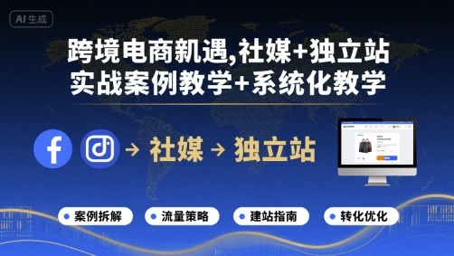 跨境电商新机遇，社媒+独立站，实战案例教学+系统化教学-牵机网