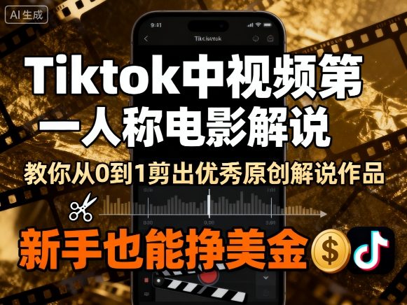 Tiktok中视频第一人称电影解说，教你从0到1剪出一个优秀的原创解说作品，新手也能挣美金-牵机网