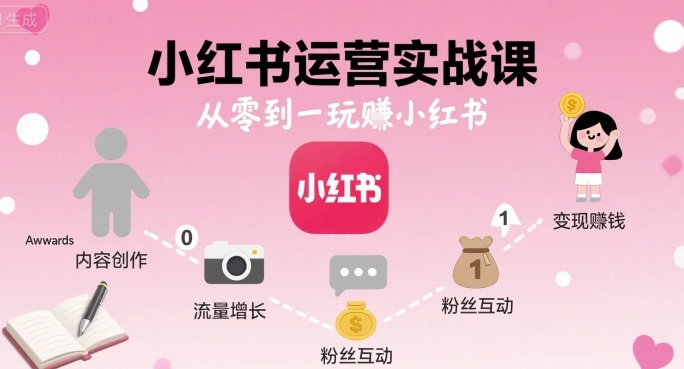 小红书运营实战课，从零到一玩賺小红书-牵机网