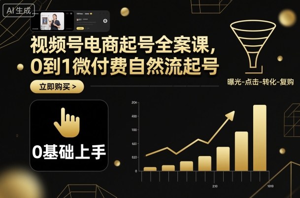 视频号电商起号全案课，0到1微付费自然流起号-牵机网