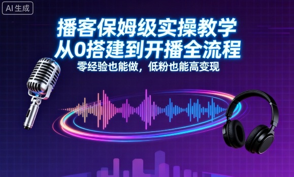 播客保姆级实操教学，从0搭建到开播全流程，零经验也能做，低粉也能高变现-牵机网