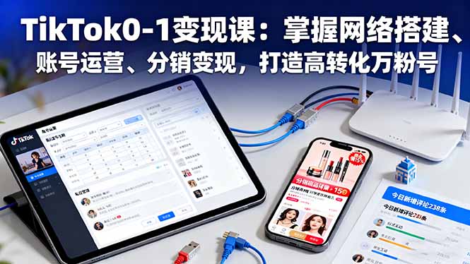 TikTok0-1变现课：掌握网络搭建、账号运营、分销变现，打造高转化万粉号-牵机网