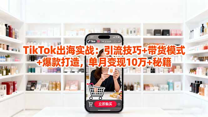 「TikTok出海实战」引流技巧+带货模式+爆款打造，单月变现10万+秘籍-牵机网
