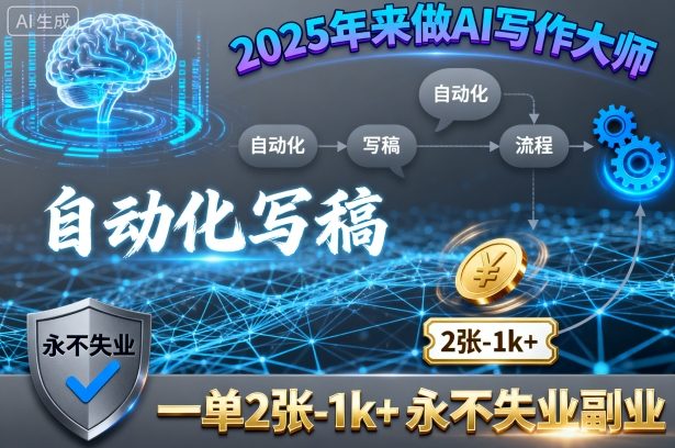 2025年来做AI写作大师，自动化写稿，一单2张-1k+，永不失业副业-牵机网