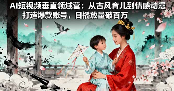 AI短视频垂直领域营：从古风育儿到情感动漫，打造爆款账号,日播放量破百万-牵机网