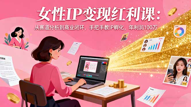 女性IP变现红利课：从赛道分析到商业闭环，手把手教IP孵化，年利润100万-牵机网