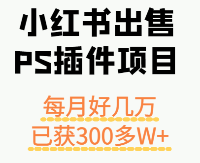 小红书出售PS插件项目，每月都收入好几万，长期操作已获利300多W+-牵机网