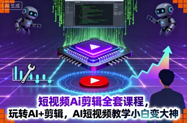 短视频Ai剪辑全套课程，玩转AI+剪辑，AI短视频教学小白变大神-牵机网