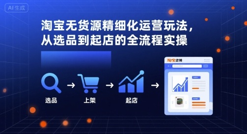 淘宝无货源精细化运营玩法，从选品到起店的全流程实操-牵机网