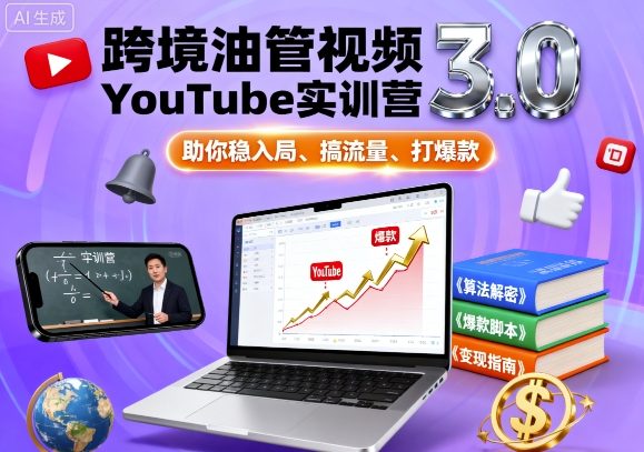 跨境油管视频YouTube实训营3.0，助你稳入局、搞流量、打爆款-牵机网