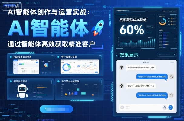 AI智能体创作与运营实战，实体门店通过智能体高效获取精准客户-牵机网